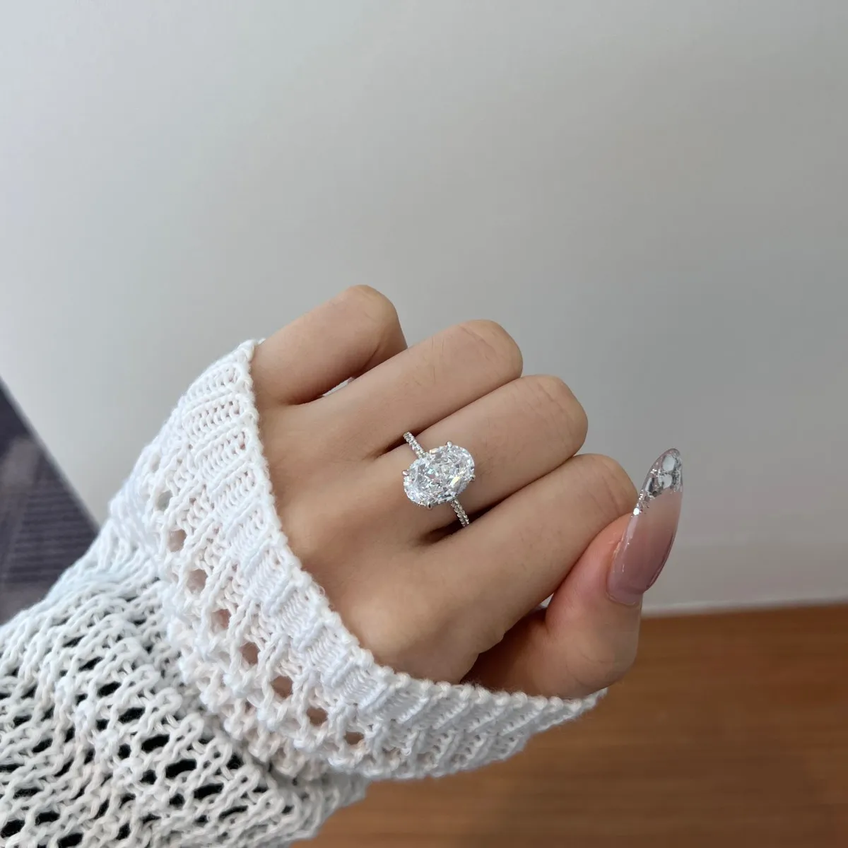 KAKODIY New Arrival Minimalist Round Large Cubic Zirconia Ring 925 Sterling Silver Engagement Wedding Promise Ring detail 2