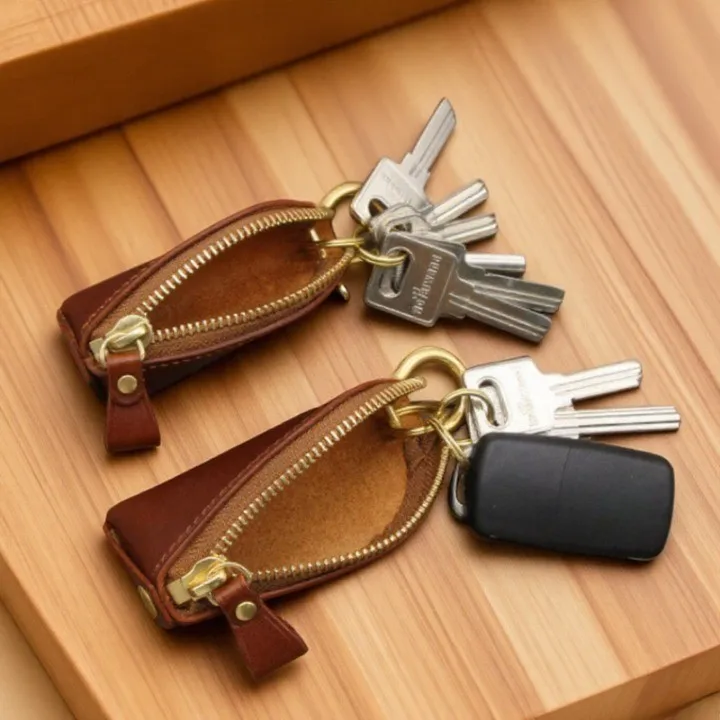 Portable High Quality PU Leather Zipper Organizer Holder Vintage Creative Waterproof Key Protective Case For Home Car_voghion.com