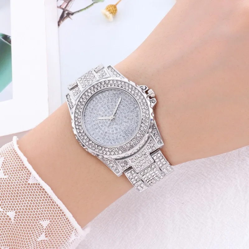 Montres chronographes pour hommes entièrement serties de diamants, montres  de luxe en or Roles, montres pour hommes avec bracelet, montre Hip Hop