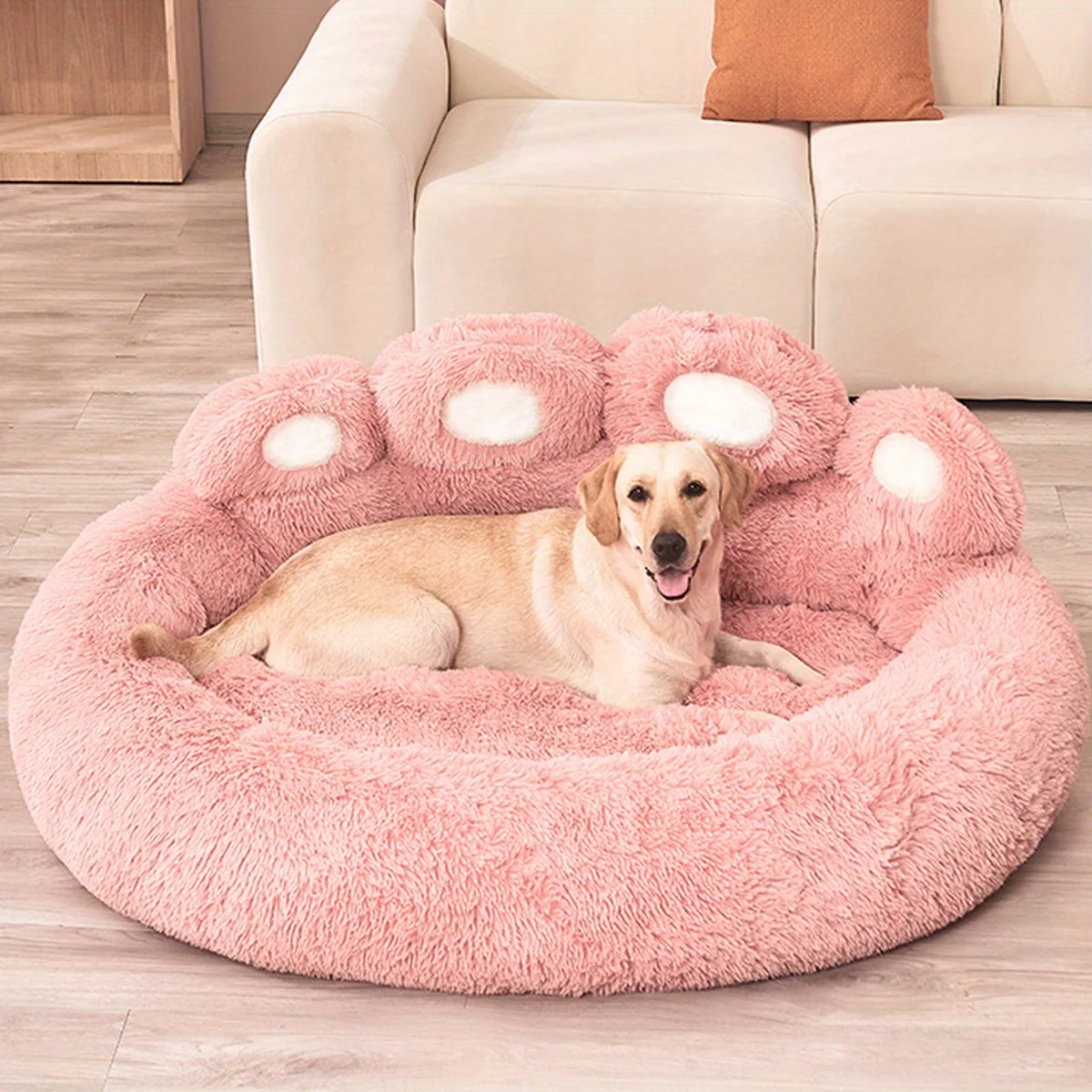 Pet Dog Bed All Seasons Paw Shape Long Plush Warm Cat Bed Cozy And