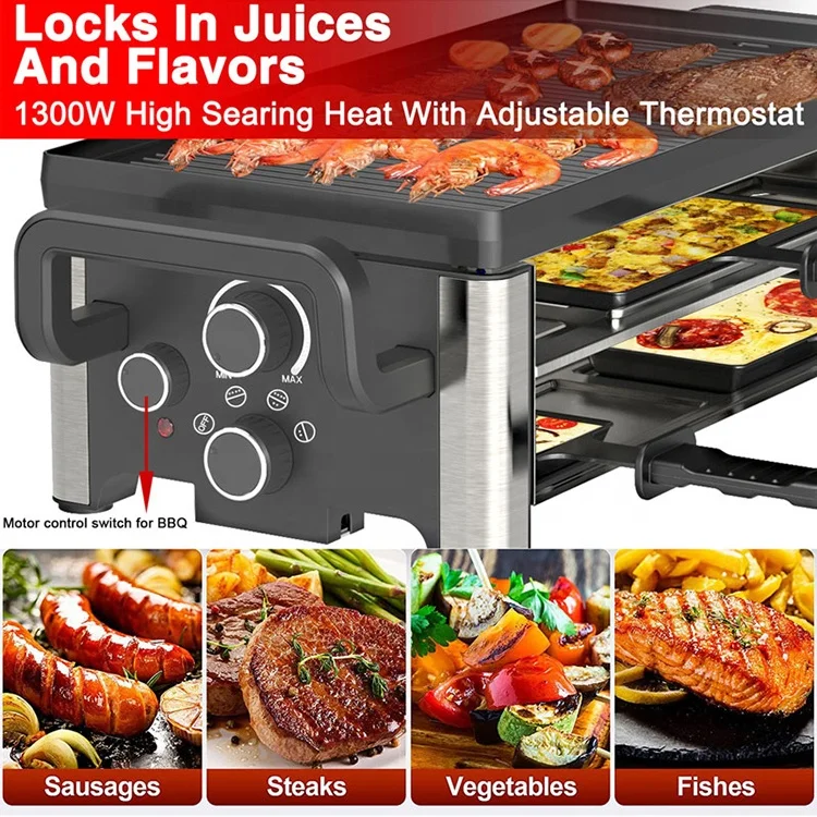 22949室内电烤盘聚四氟乙烯桌面压铸铝Hotno烤架火山烤架电动不粘