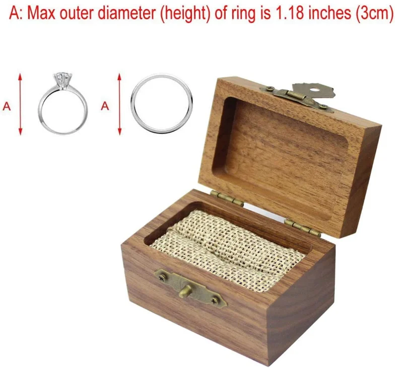 Оптовая продажа на заказ в стиле кантри грецкого ореха обручальное кольцо из дерева шкатулка деревянная коробка для кольца/Подарочная коробка для хранения
