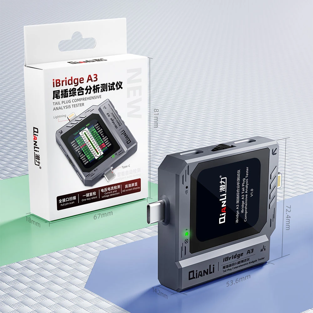 QianLi IBridge A3 Comprehensive Tail Plug Tester Type-C Interface Devices Charging Port Detector for Mobile Phone Fault Repair