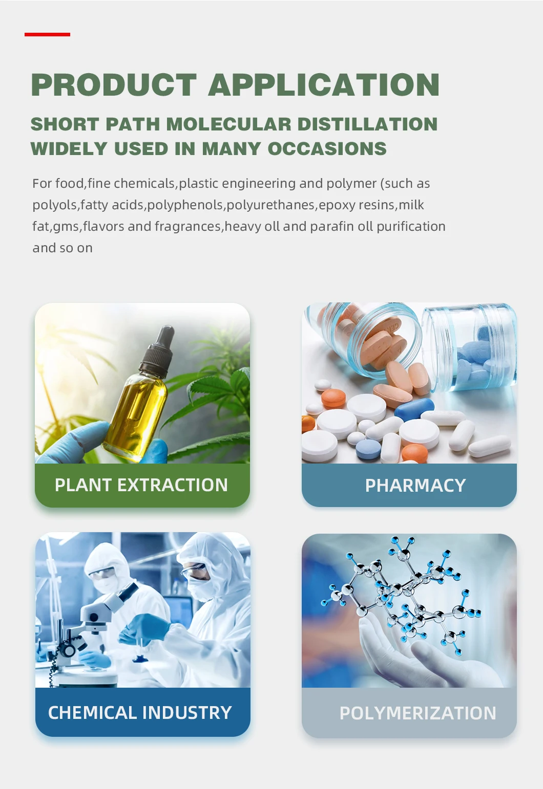 Turn Key Plant Herb Oil Extraction Short Path Molecular Distillation Equipment details