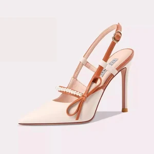 Summer New Fine Heel Pointed High Heels with a Unique Design Sense, Butterfly Knot Baotou Back Empty Women's High Heels