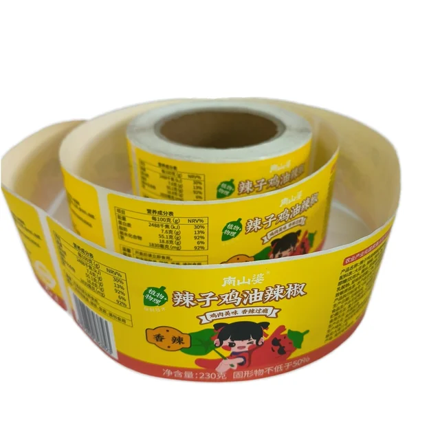 Private design food label manufacturer Waterproof non-dry film paper Custom printed logo self-adhesive label packaging