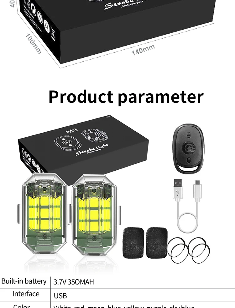 New M3 Remote Control Shade Motorcycle Strobe Light Mini Aircraft Drone