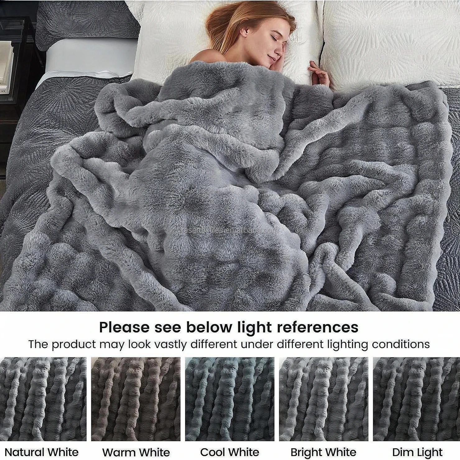 Wholesale Faux Fur Throw Blanket European & American Style Solid Soft Plush Thick Luxury Versatile for Living Room Bedroom