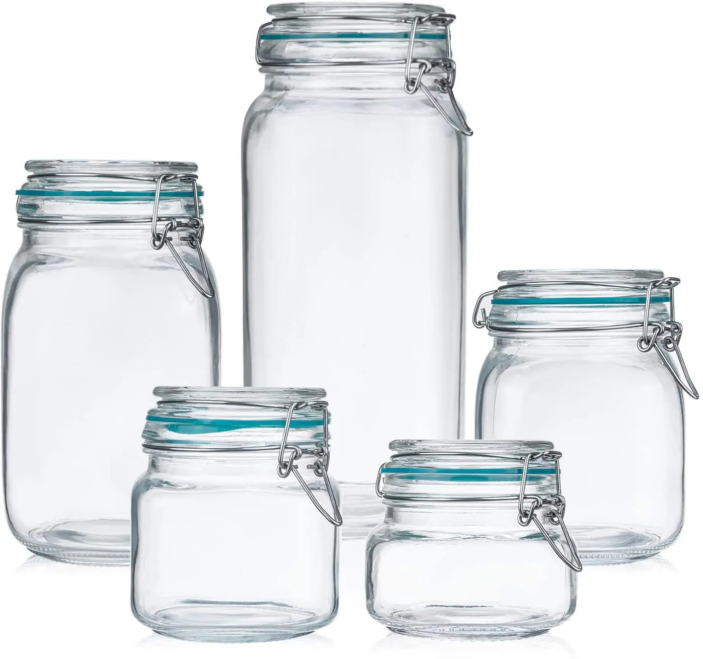 Square Airtight Glass Jar x 3 - 17oz + 34oz + 78oz