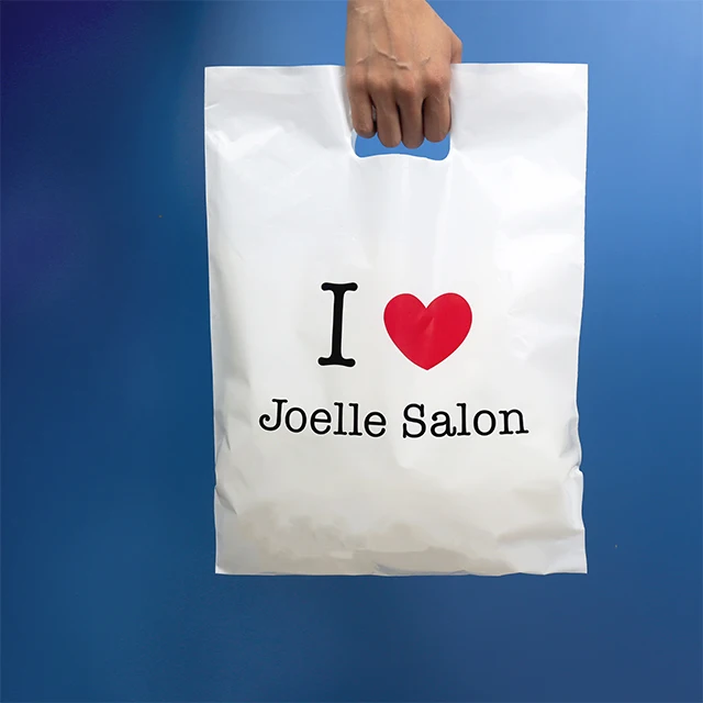 Custom Logo Printing Compostable Die Cut Plastic Bags for Packaging Handle Shopping Bag Opaque manufacture