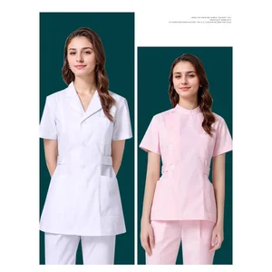 Customized Elegant Split Suit for Women Thick-Style Long Sleeve Nurse Scrub Sets Woven Fabric for Beauty Salon Hospital Use