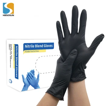 China wholesale 100pcs box 6 mil 7 mil 8 mil hand glove black nitrile gloves manufacturers