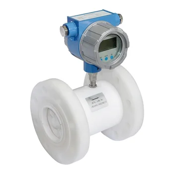 Liquid turbine flowmeter with corrosion-resistant body made of PTFE material