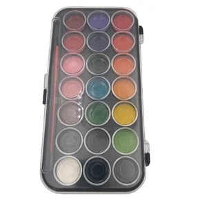 High  Quality 21 Colors Semi Dry  Watercolor Paint Set with Brush  for Artist Watercolor Sets