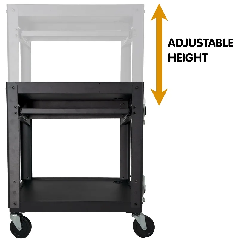 Audio Visual Workstation Cabinet With Power Strip Mobile Desk Presentation Height Adjustable Computer Cart