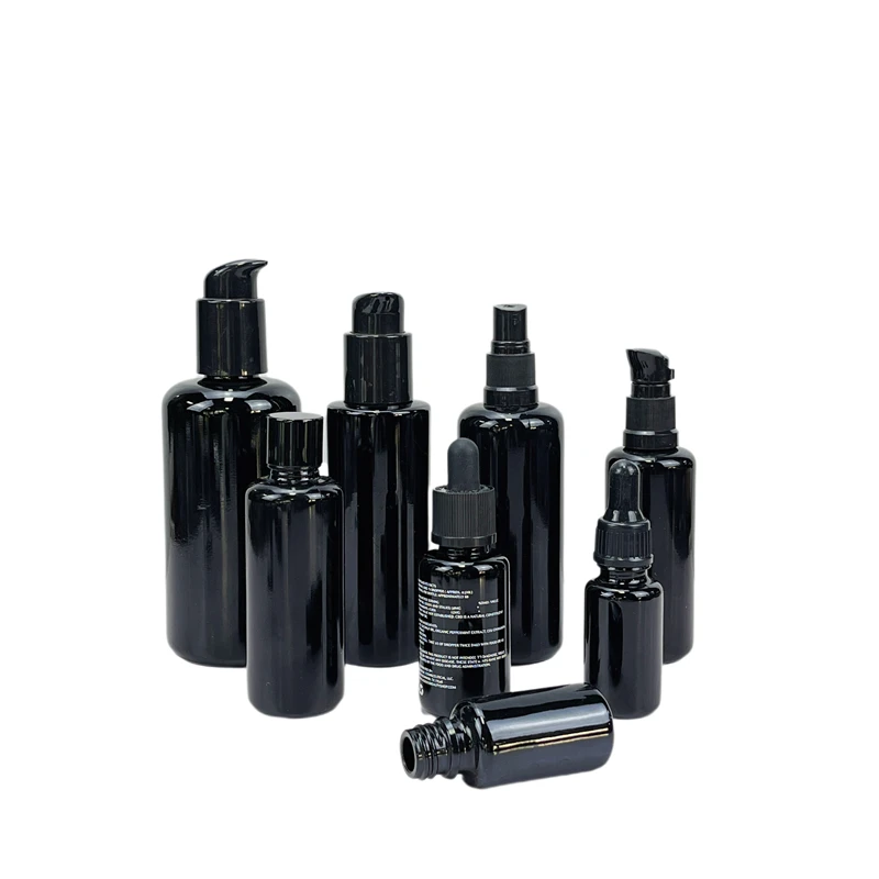 Luxury 30ml 50ml 100ml Black Essential Oil Dark Violet Glass Bottles ...