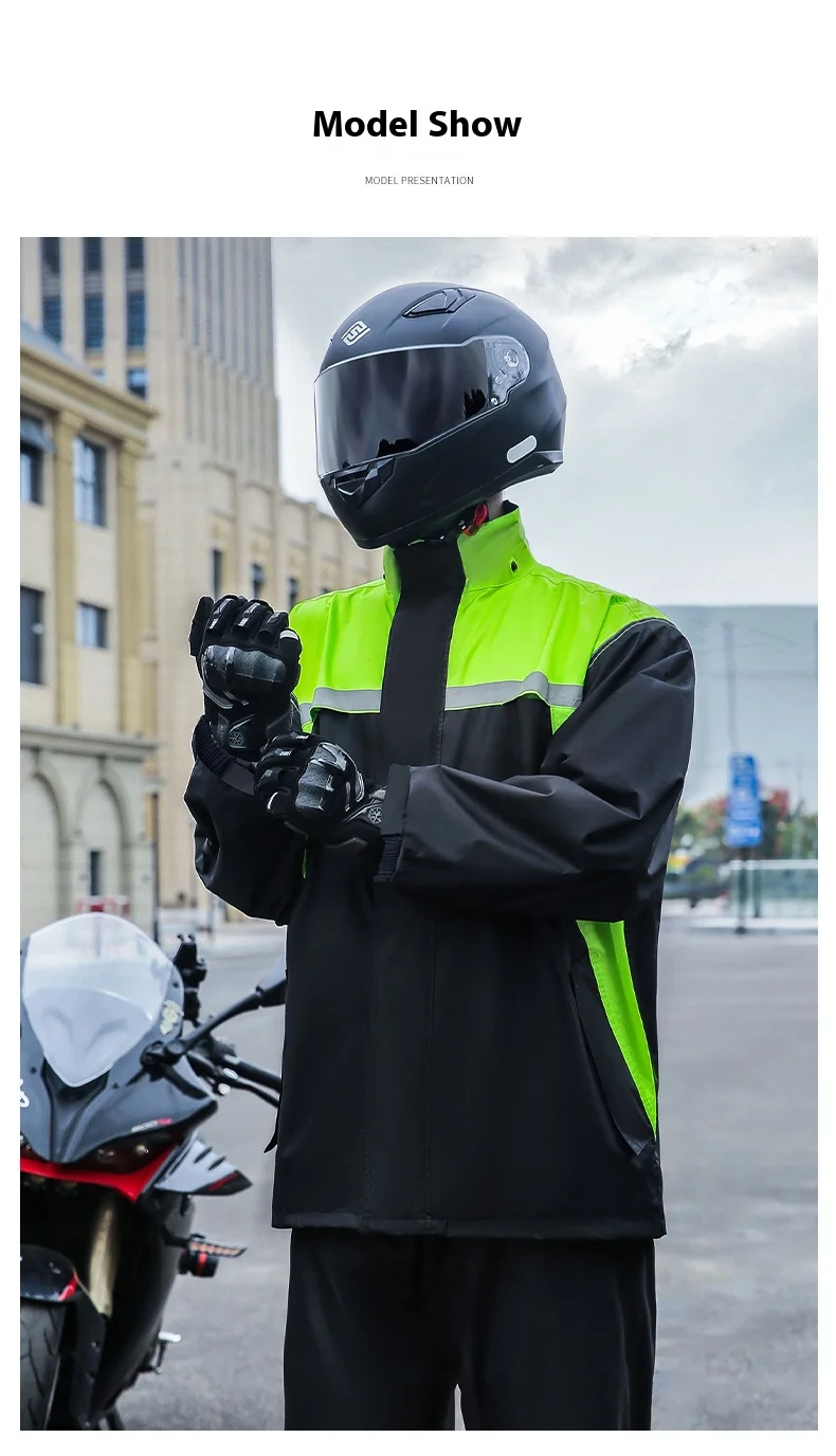 Outdoor Waterproof Motorcycle Riding Clothing  Adult Raincoat Durable Windproof Reusable Rainproof Jacket Pants Racing Suit Set