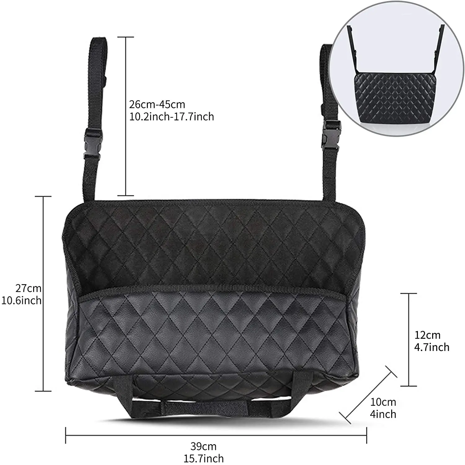 HUALONG Car Handbag Holder Leather Seat Back Organizer Mesh Large Capacity Bag Handbag Holding Net Purse Storage & Pocket Handbag Holder Between The Two Seats of The Car 