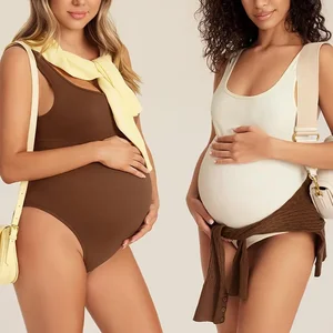 Women Workout Seamless Romper Yoga Ribbed One Piece Tank Tops Jumpsuits for Pregnant Woman Sleeveless Morning Exercise Shorts