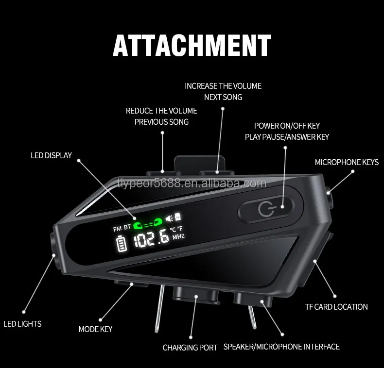 product tiypeor motorcycle helmet bt walkie talkie headset cvc noise reduction oneclick wake up voice assistant led lighting fm function-10