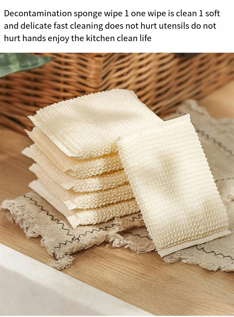 Bamboo and wood fiber dishwashing cloth Dishwashing towel Sponge brush pot dishwashing cloth cleaning brush supplier