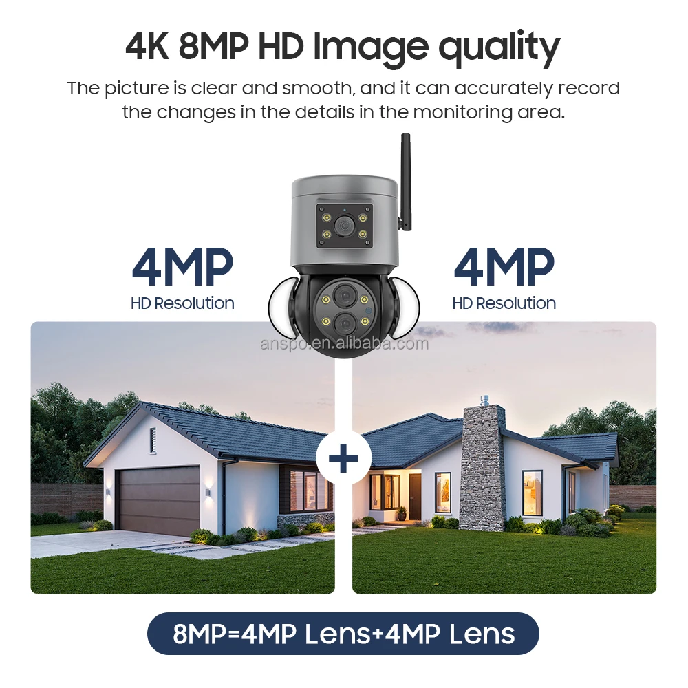 4G 8MP Multiple Lens Floodlight 4k Camera Dual Lens 4MP With 10x Zoom Linkage PTZ CCTV Wireless Security Outdoor Camera
