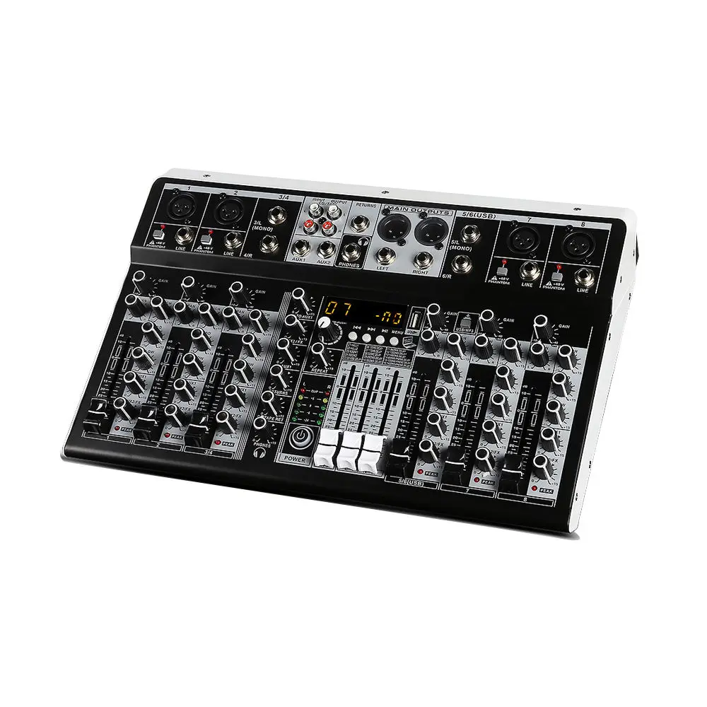 Professional 8 Channel Sound Audio Console  DSP Effector Stage Controller Dj Mixer for Show