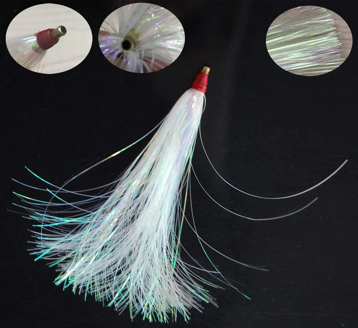 Bucktail Teasers Mylar Flash Teaser Tuna Jig Fishing Lure Fly Bait Bucktail Bright Tinsel Bass