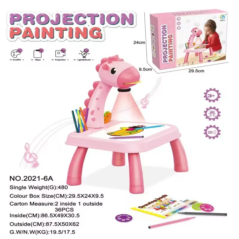 Giraffe Projector Drawing Table Multifunctional Learning Desk Painting Machine Table Drawing Board Toys for Kids