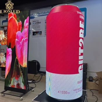 Lionled P2 Indoor Special Beer Bottle Can LED Screen Full Color Advertising Digital Signage Can Shape Flexible LED Display