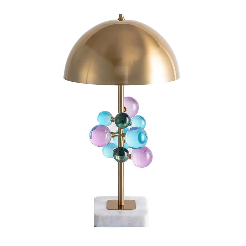 Colorful crystal ball bedside lamps matt gold metal color led desk lamp