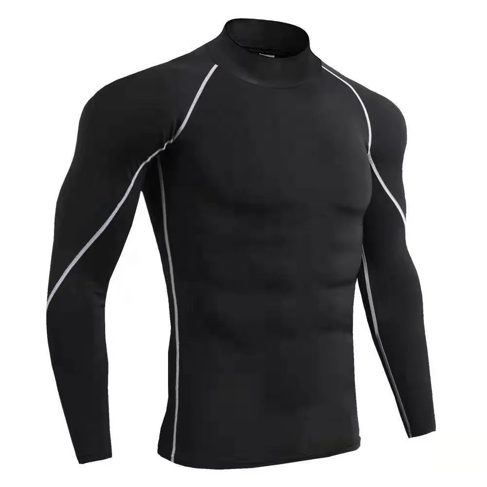 JL-10265 Wholesale Men’s Quick Dry Sports Wear t Shirt for Men’s Black White Gary PRO Club Long Sleeve T-shirts