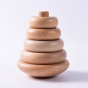 Montessori Toys Children Wooden Toy Nature Color Tower Stack High Beechwood Baby Early Educational Toys Game for Learning