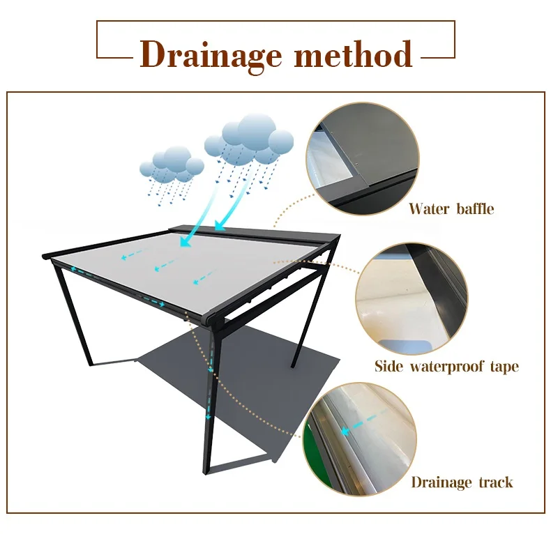 Outdoor Sunshade Remote Control Powder Coating Aluminium