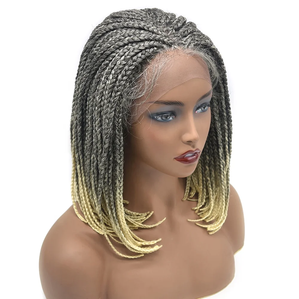 Usa Stock Mix Color 1b613t Bob Style Short Tresses Braids Cornrow Lace Wigs  With Baby Hair - Buy Hand Made Braided Lace Synthetic Wig With C Lace  Part,Micro Braiding Synthetic Hair Lace