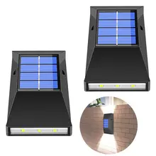 Shingel Solar Wall Wash Light 6PCS LED Polysilicon up Down Lighting White Warm Color IP65 Waterproof Ambient Wall Lamp