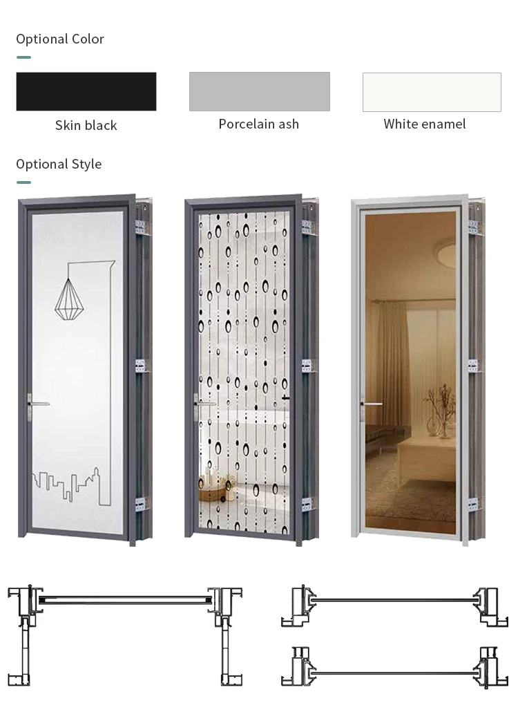 Wholesale Doors Bathroom Door Water-resistant Bathroom Outdoor Patio Toilet Aluminium Glass ...