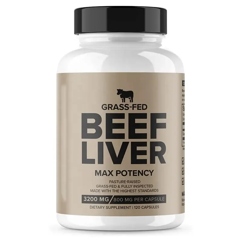 Grass Fed Beef Liver Capsules Natural Iron Vitamin A and B12 for Energy Desiccated Liver Supplement