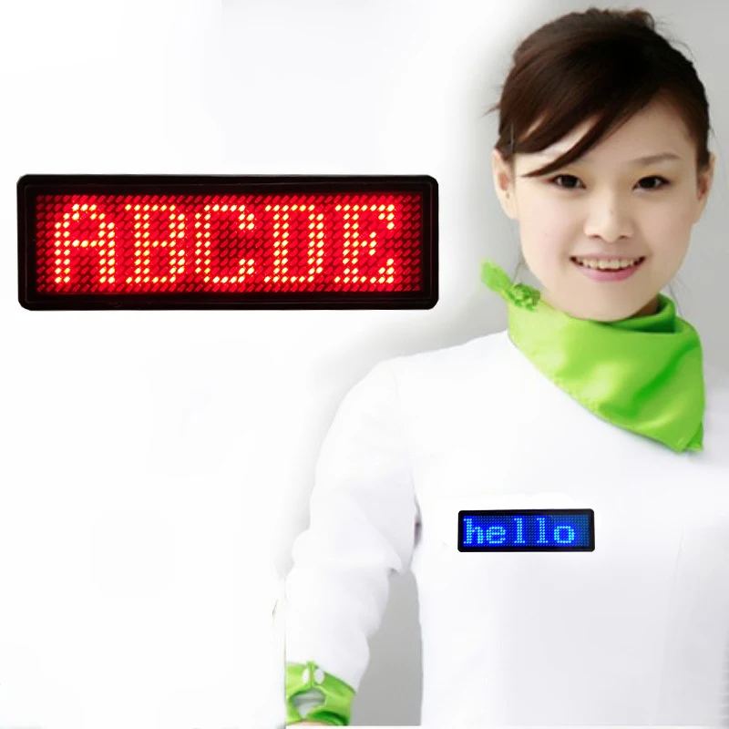 Multilingual Programmable Scrolling Text Display Price Tag Waiter Led Badge Digital Name Sign