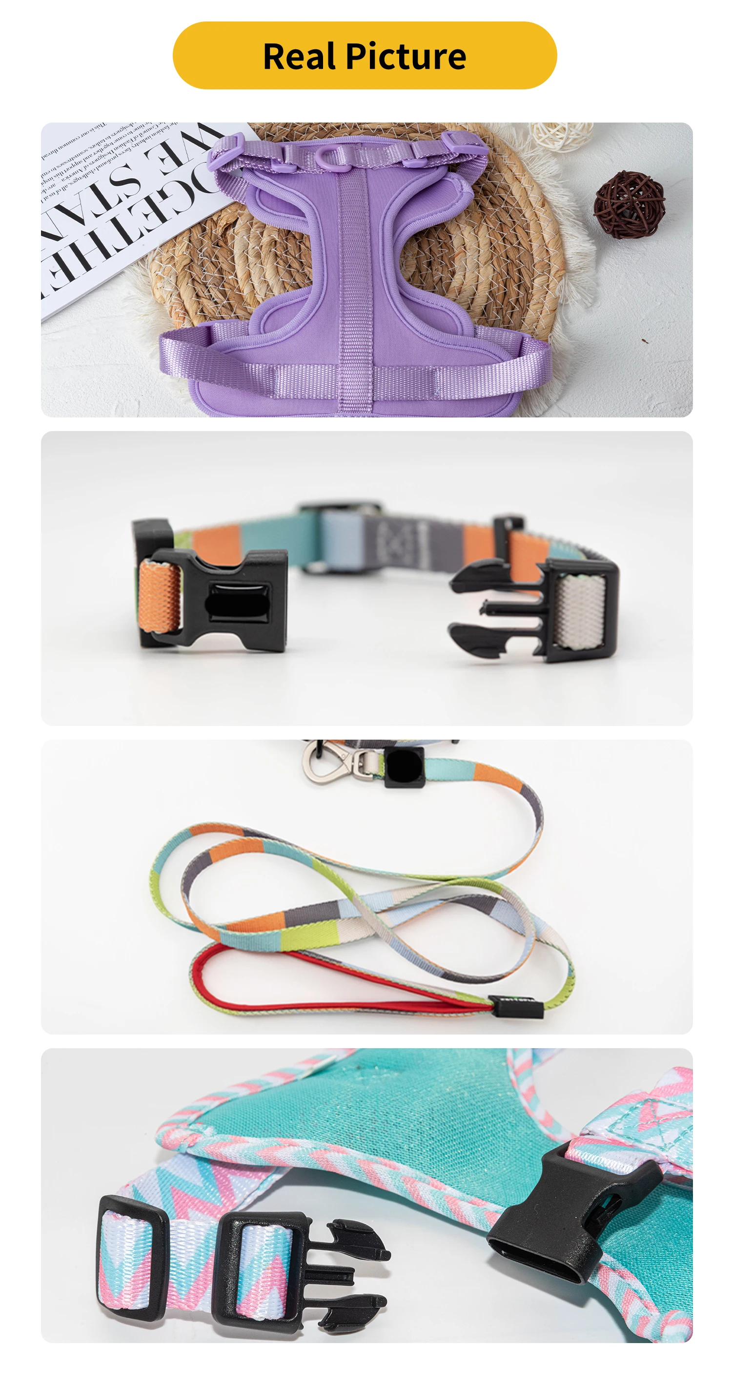 Reflective Custom New Pet Cat Dog Collar And Leash Harness Sets Bulk