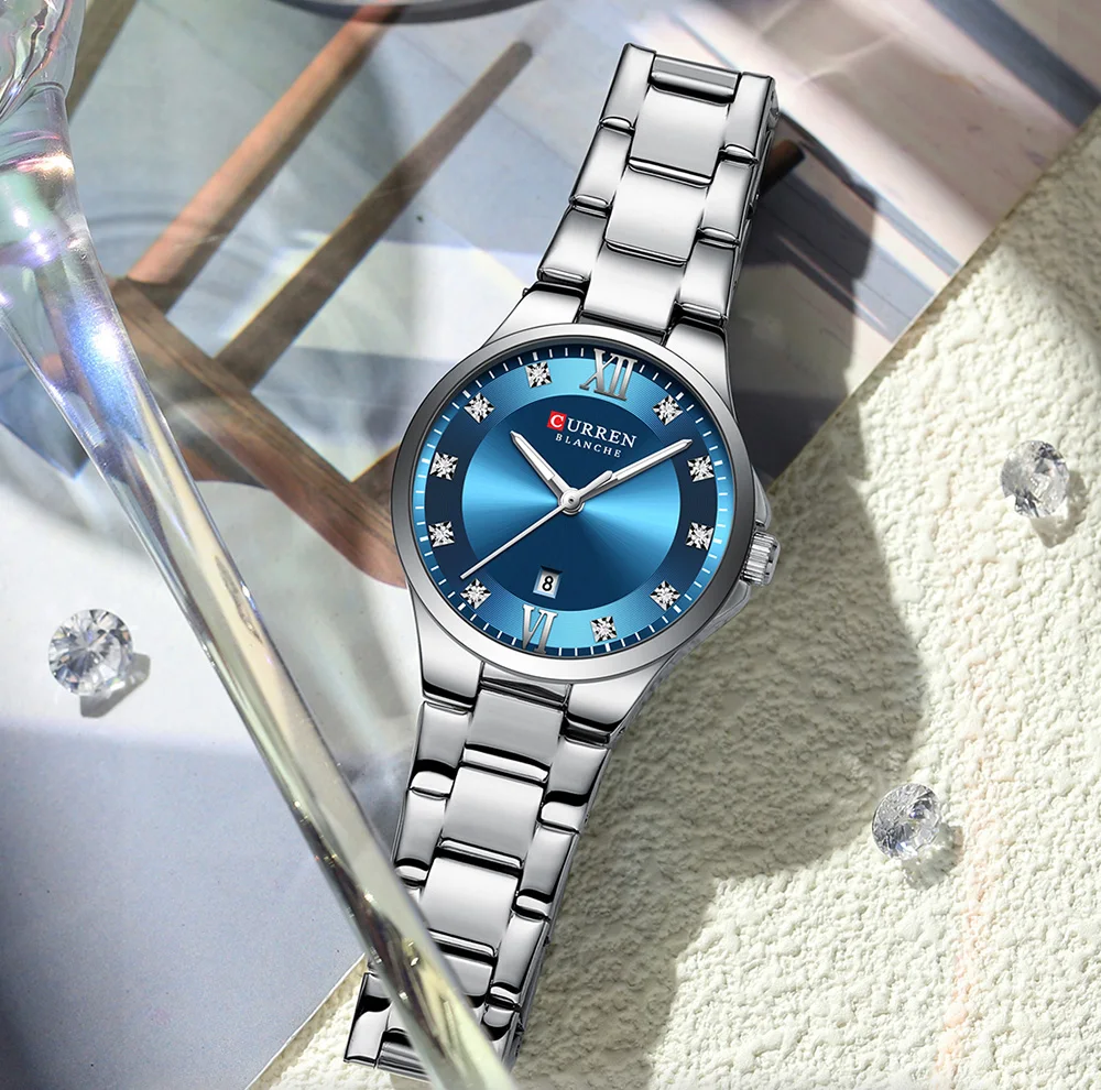 Curren 9107 Original Quartz Watch for Women Fashion Elegant Ladies Watches Stainless Steel Strap Waterproof Women's Wristwatch