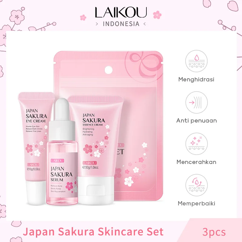 LAIKOU 3点スキンケアセット 保湿 栄養 ブライトニング サクラ