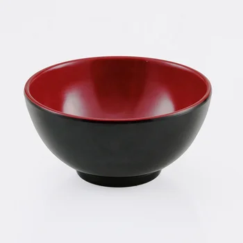 Two tone color Restaurant Soup Serving 4.3 Inch Black Red Melamine Rice Bowl