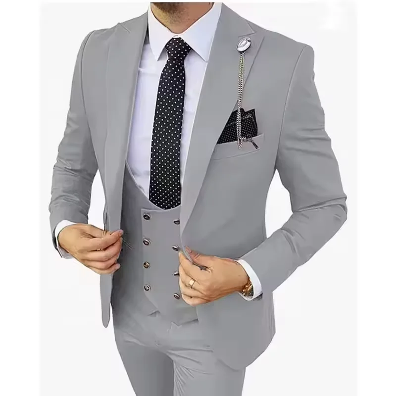 Hot Fashion Slim Fit Blazer 3 Pcs Two-piece Set Wedding Peaked Lapel Wedding Prom Customized Elegant Groom Tuxedos for Wedding