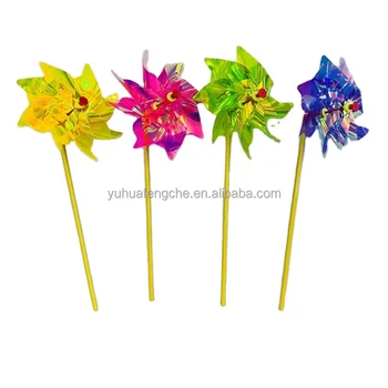 High Quality Wholesale Multicolor Kids DIY Plastic Pinwheels Outdoor Windmills with Flashing Function for Garden Decoration