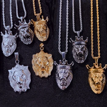 Personality Animal Lion Head Punk Luminous Glow In The Dark Lion Pendant Necklace With Stainless Steel Chain For Halloween Club - Foto 8
