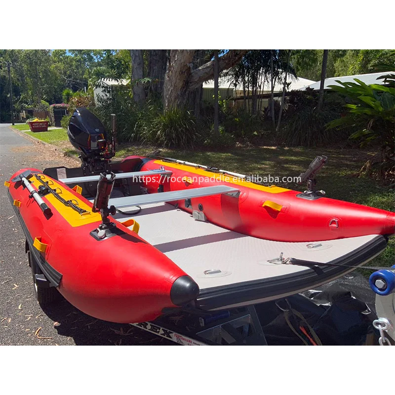 High Speed Light Weight 3m-4m Folding Inflatable Catamaran Landing Craft with CE