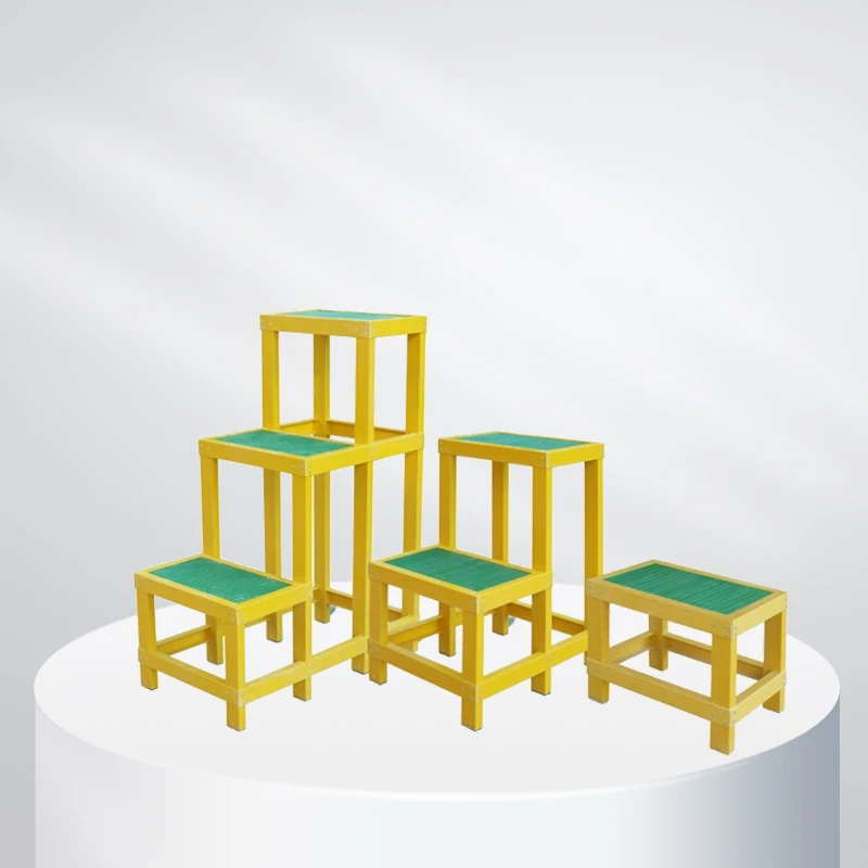 Portable Non-Slip Glass Fiber Electrical Insulation Step Stool with Handle and Wheels for Warehouse and Workshop Use