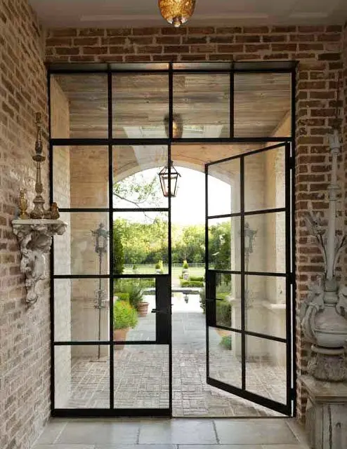Sophisticated Technology Custom Steel French Style Narrow Sliding Door Pivot Open for Villa Room Application With Glass Material