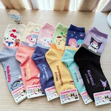 New Kawaii Sanrioed Socks Kitty Cartoon Anime Short Socks Cotton Soft Breathable Spring Autumn Winter Girls Gift